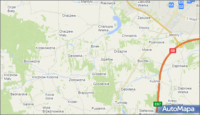 mapa Józefów gmina Wróblew, Józefów gmina Wróblew na mapie Targeo