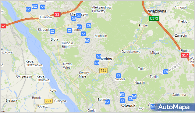 mapa Józefów powiat otwocki, Józefów powiat otwocki na mapie Targeo