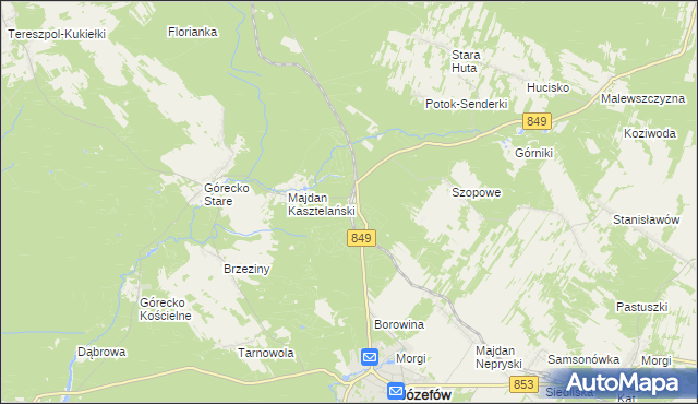 mapa Józefów Roztoczański, Józefów Roztoczański na mapie Targeo