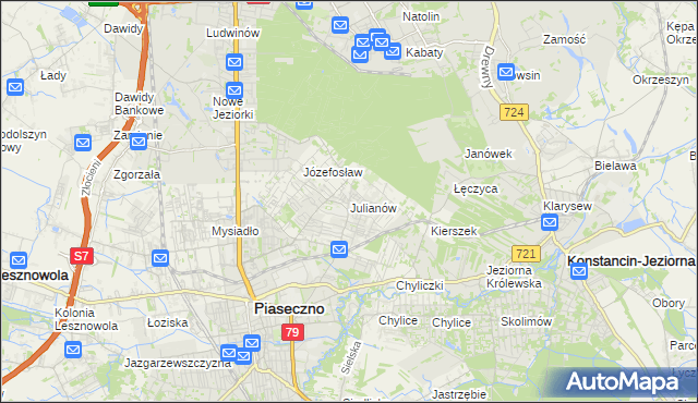mapa Julianów gmina Piaseczno, Julianów gmina Piaseczno na mapie Targeo