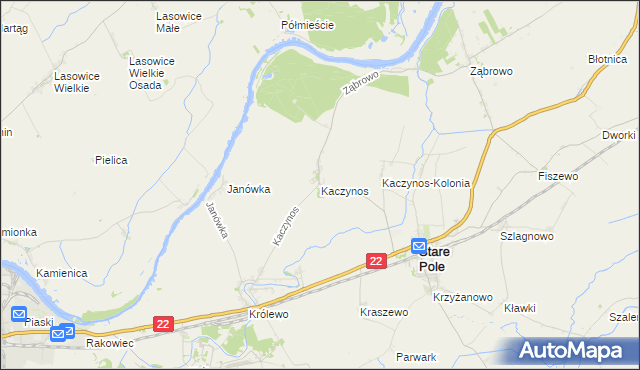 mapa Kaczynos, Kaczynos na mapie Targeo