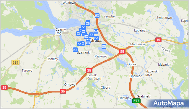 mapa Kajkowo, Kajkowo na mapie Targeo