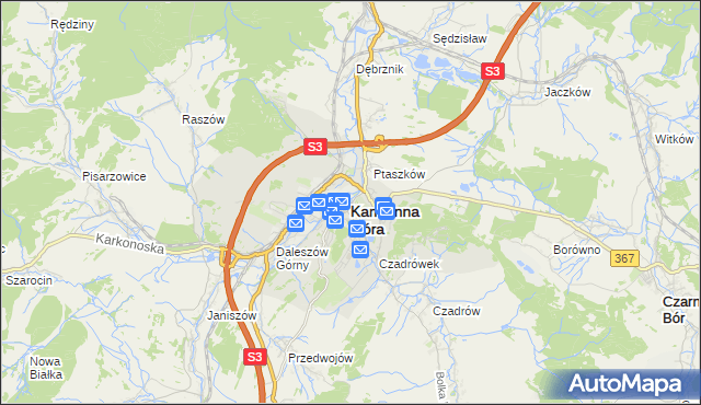 mapa Kamienna Góra, Kamienna Góra na mapie Targeo