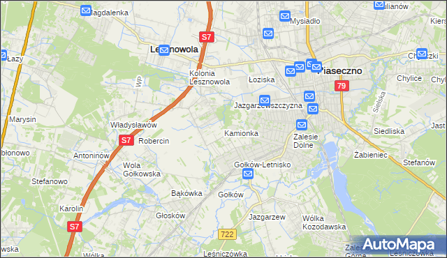 mapa Kamionka gmina Piaseczno, Kamionka gmina Piaseczno na mapie Targeo