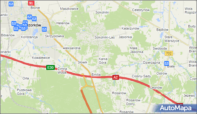 mapa Kania Góra, Kania Góra na mapie Targeo
