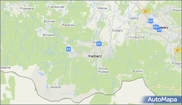 mapa Karpacz, Karpacz na mapie Targeo