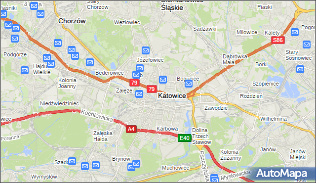 mapa Katowic, Katowice na mapie Targeo