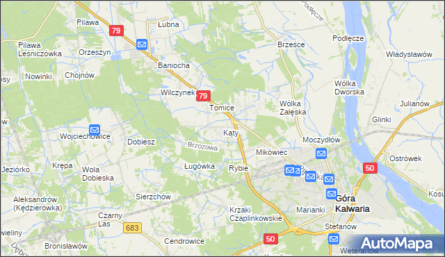 mapa Kąty gmina Góra Kalwaria, Kąty gmina Góra Kalwaria na mapie Targeo