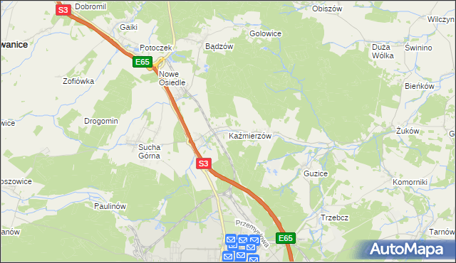 mapa Kaźmierzów, Kaźmierzów na mapie Targeo