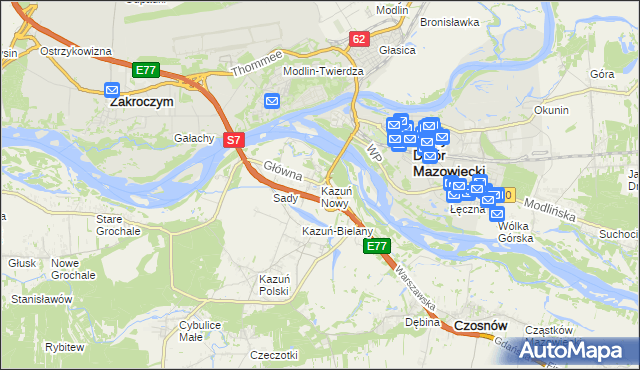 mapa Kazuń Nowy, Kazuń Nowy na mapie Targeo