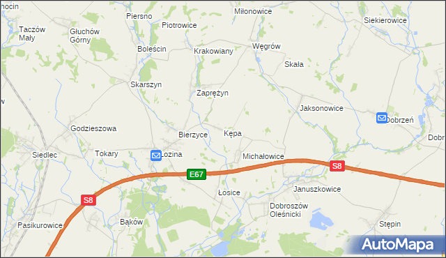 mapa Kępa gmina Długołęka, Kępa gmina Długołęka na mapie Targeo