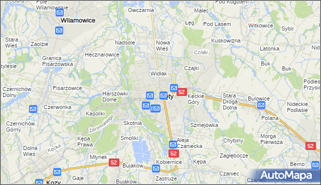 mapa Kęty, Kęty na mapie Targeo