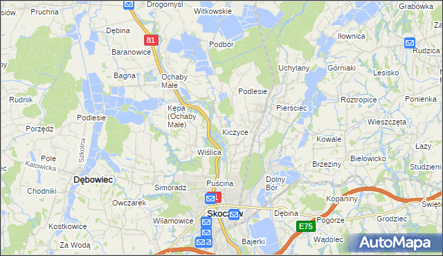 mapa Kiczyce, Kiczyce na mapie Targeo