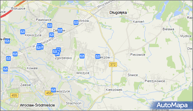 mapa Kiełczów, Kiełczów na mapie Targeo