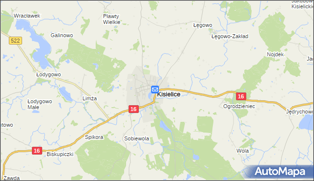 mapa Kisielice, Kisielice na mapie Targeo