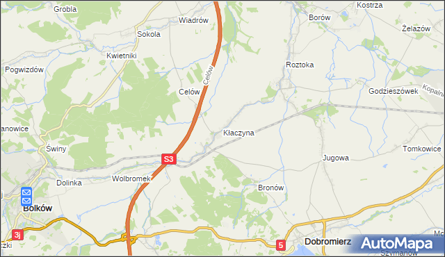 mapa Kłaczyna, Kłaczyna na mapie Targeo