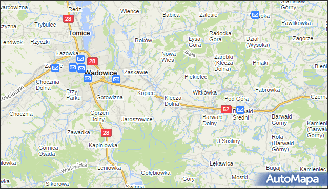 mapa Klecza Dolna, Klecza Dolna na mapie Targeo