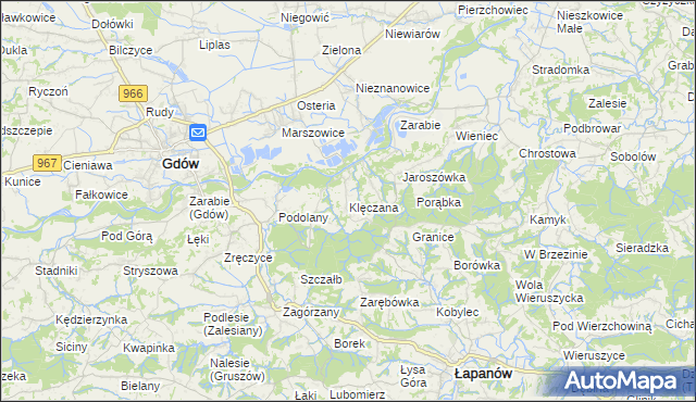 mapa Klęczana, Klęczana na mapie Targeo