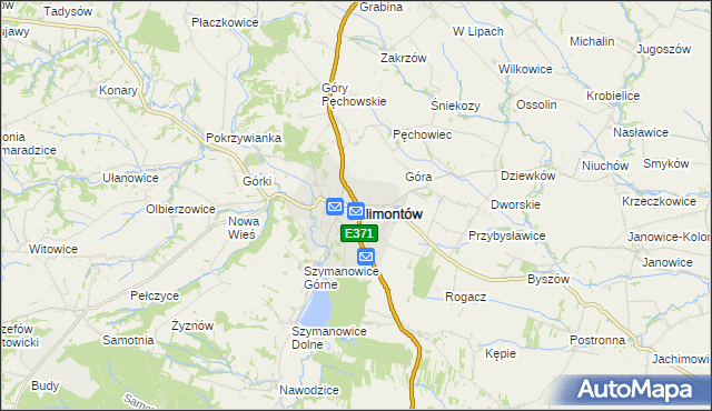 mapa Klimontów powiat sandomierski, Klimontów powiat sandomierski na mapie Targeo