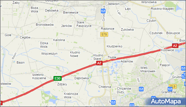 mapa Kłudno Stare, Kłudno Stare na mapie Targeo