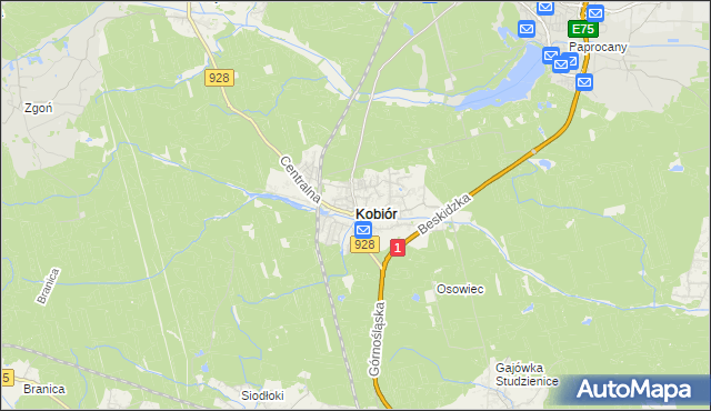 mapa Kobiór, Kobiór na mapie Targeo