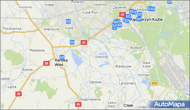 mapa Kobylice gmina Cisek, Kobylice gmina Cisek na mapie Targeo