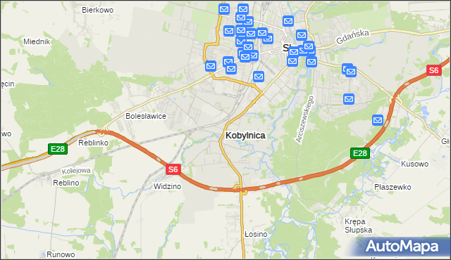 mapa Kobylnica powiat słupski, Kobylnica powiat słupski na mapie Targeo