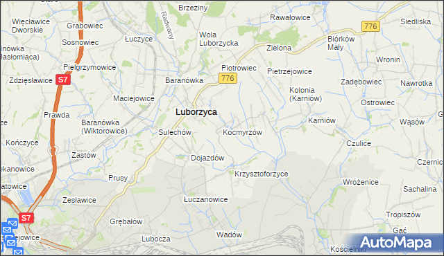 mapa Kocmyrzów, Kocmyrzów na mapie Targeo