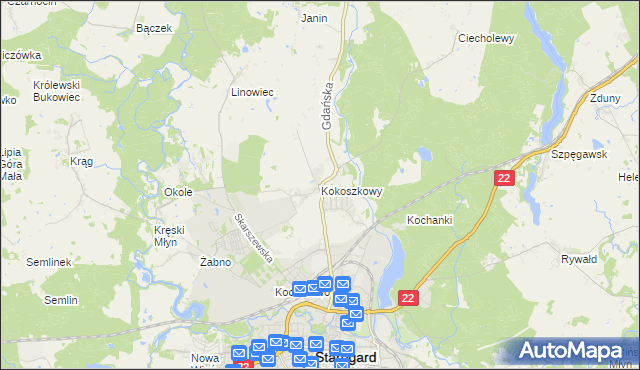 mapa Kokoszkowy, Kokoszkowy na mapie Targeo
