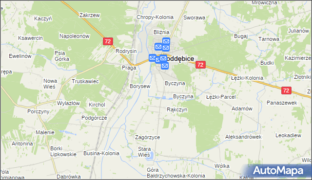 mapa Kolonia Byczyna, Kolonia Byczyna na mapie Targeo