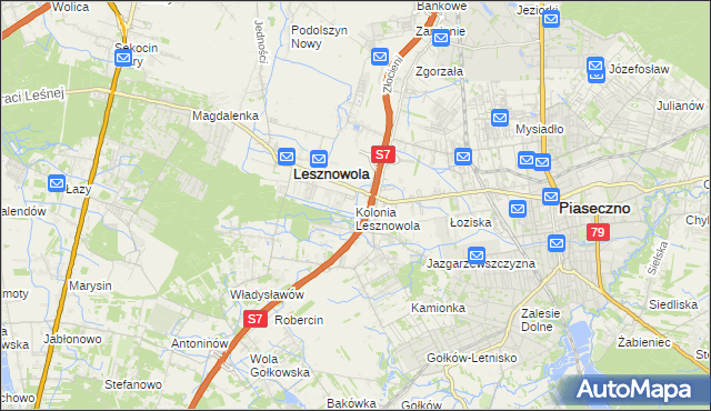 mapa Kolonia Lesznowola, Kolonia Lesznowola na mapie Targeo