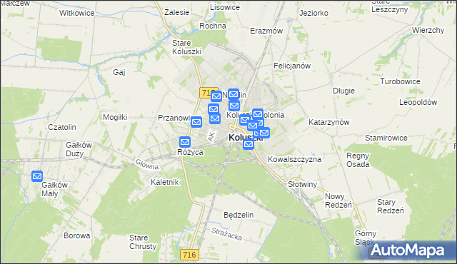 mapa Koluszki, Koluszki na mapie Targeo