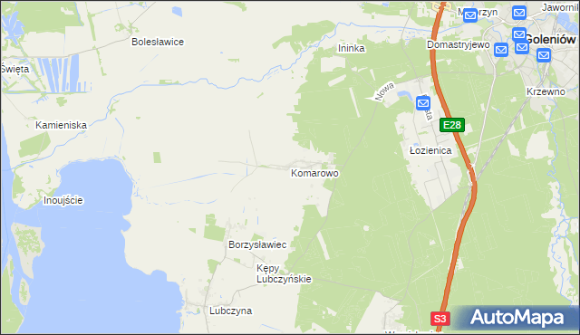 mapa Komarowo, Komarowo na mapie Targeo