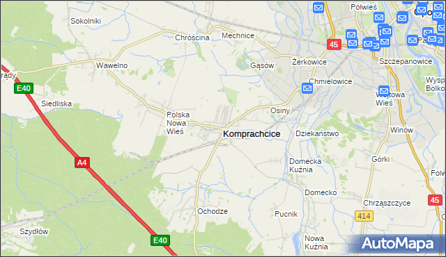 mapa Komprachcice, Komprachcice na mapie Targeo