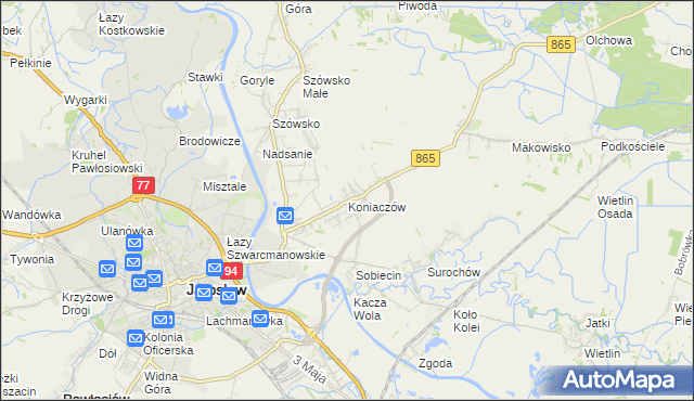 mapa Koniaczów, Koniaczów na mapie Targeo