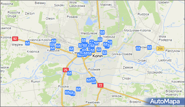 mapa Konina, Konin na mapie Targeo