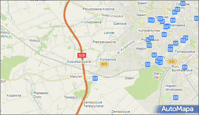 mapa Konopnica powiat lubelski, Konopnica powiat lubelski na mapie Targeo