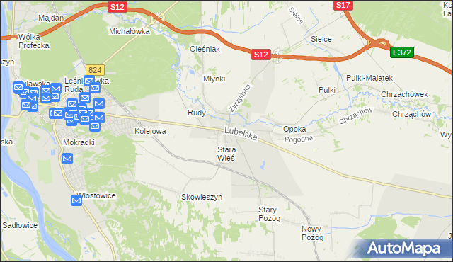 mapa Końskowola, Końskowola na mapie Targeo