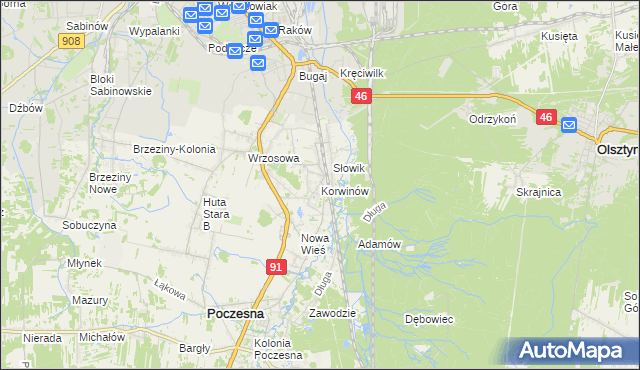 mapa Korwinów, Korwinów na mapie Targeo