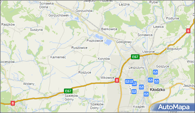 mapa Korytów gmina Kłodzko, Korytów gmina Kłodzko na mapie Targeo