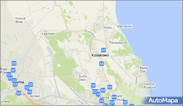 mapa Kosakowo powiat pucki, Kosakowo powiat pucki na mapie Targeo