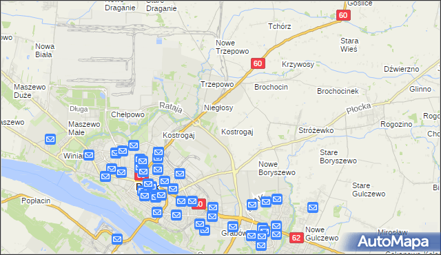 mapa Kostrogaj, Kostrogaj na mapie Targeo
