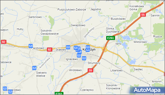 mapa Kostrzyn powiat poznański, Kostrzyn powiat poznański na mapie Targeo