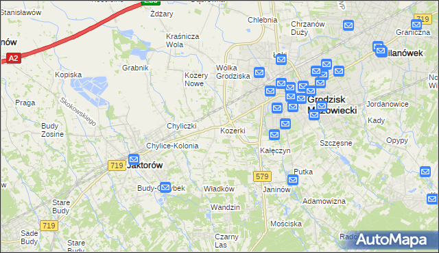 mapa Kozerki, Kozerki na mapie Targeo