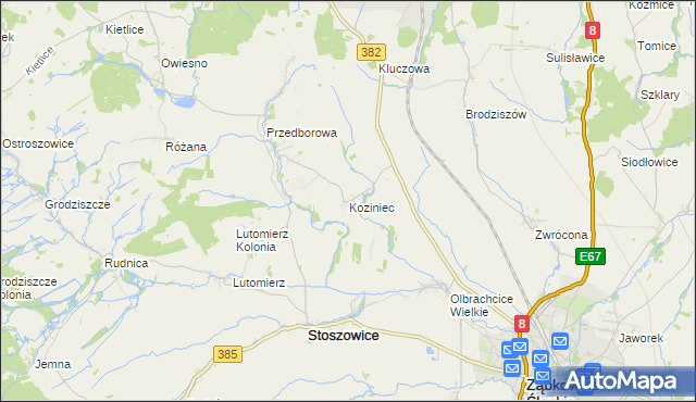 mapa Koziniec gmina Ząbkowice Śląskie, Koziniec gmina Ząbkowice Śląskie na mapie Targeo