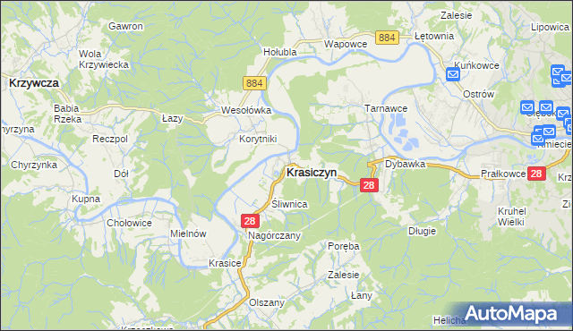 mapa Krasiczyn, Krasiczyn na mapie Targeo