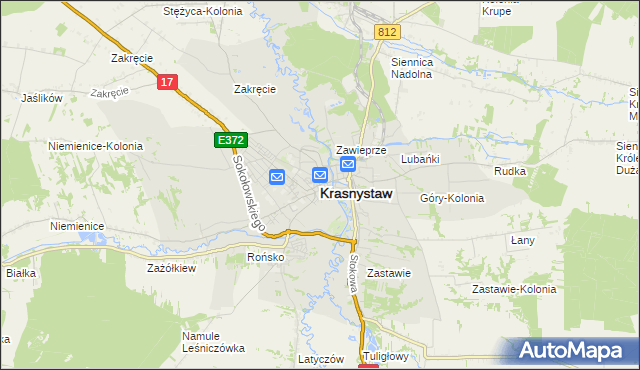 mapa Krasnystaw, Krasnystaw na mapie Targeo