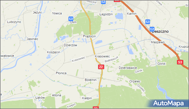 mapa Krasowiec, Krasowiec na mapie Targeo