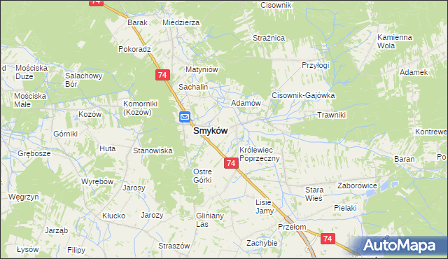 mapa Królewiec gmina Smyków, Królewiec gmina Smyków na mapie Targeo