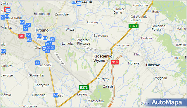 mapa Krościenko Wyżne, Krościenko Wyżne na mapie Targeo